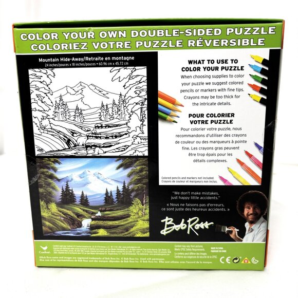 Bob Ross Puzzle 300 Piece Double Sided Color Your Own Mountain Hide Away NWT - Picture 6 of 10